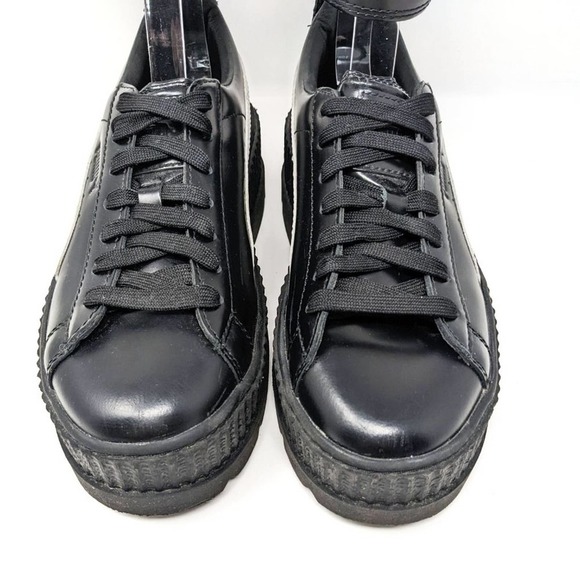 Puma Fenty Womens 9 Ankle Strap Creepers Platform Black Leather Sneakers EUC - Picture 6 of 10